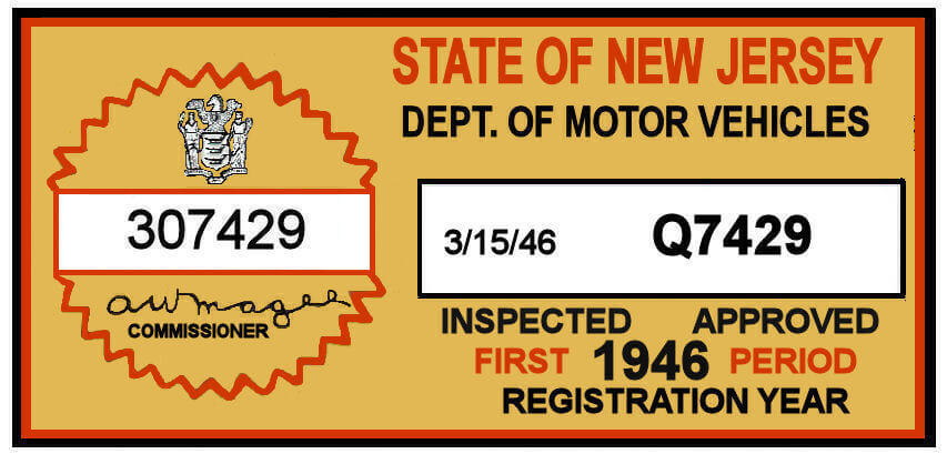 (image for) 1946 New Jersey 1st Period Inspection Sticker